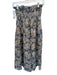 The Great Size 0/XS Blue & Multi Ramie Floral Rouched Maxi Skirt Blue & Multi / 0/XS