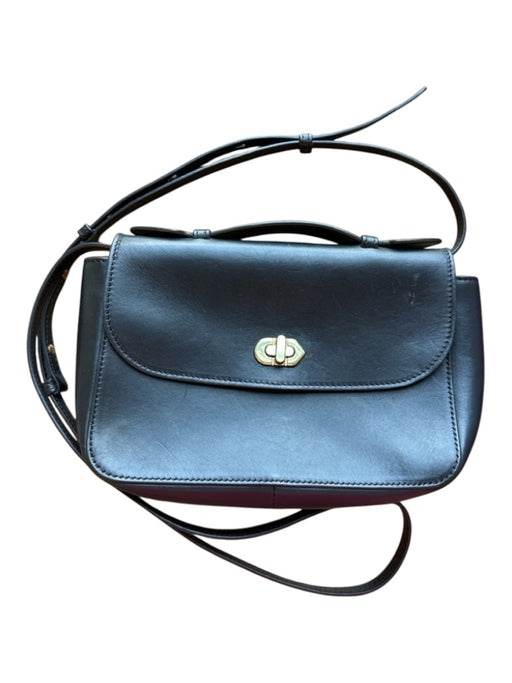 Clare V Black Leather turn lock Front Flap Crossbody Bag Black / S