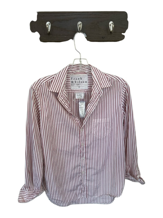 Frank & Eileen Size XS Red & White Cotton Long Sleeve Striped Button Down Top Red & White / XS