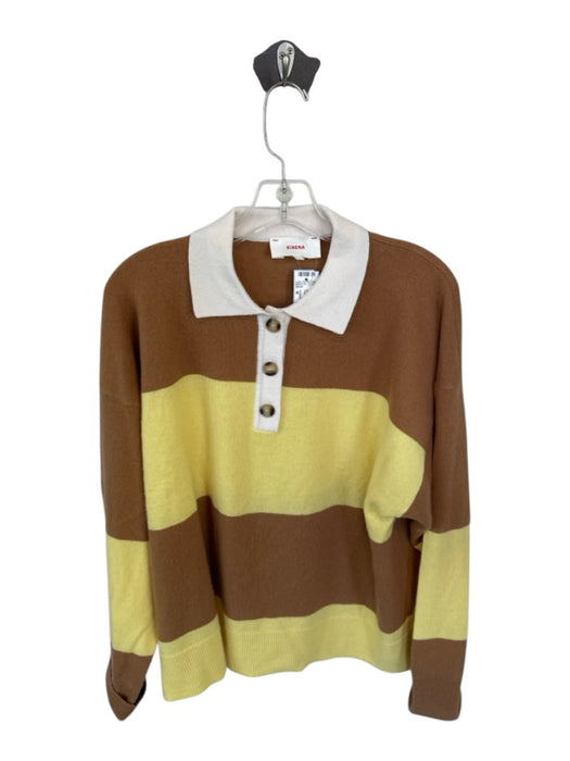 XiRENA Size M Brown & Yellow Cashmere & Wool Long Sleeve Color Block Sweater Brown & Yellow / M