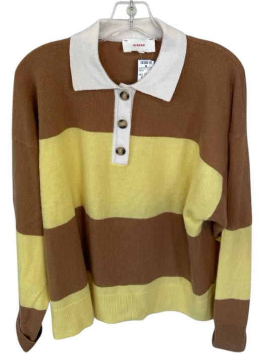 XiRENA Size M Brown & Yellow Cashmere & Wool Long Sleeve Color Block Sweater Brown & Yellow / M