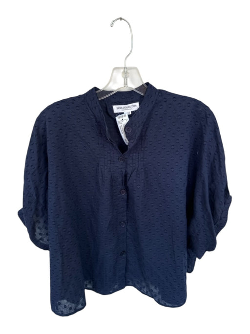 India Collection Emerson Fry Size One Size Navy Cotton Short Sleeve Circles Top Navy / One Size