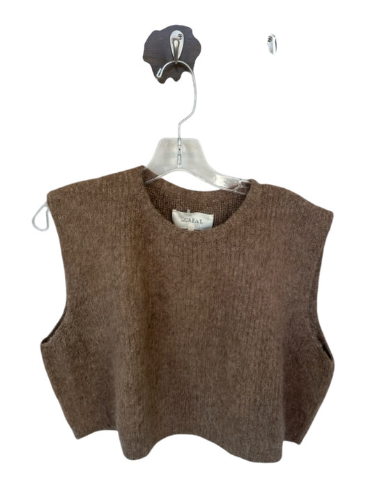 The Great Size 1/S Brown Alpaca Blend Knit Sleeveless Sweater Brown / 1/S