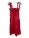 Tuckernuck Size M Coral Red Cotton Sleeveless Smocked Bodice Tiered Midi Dress Coral Red / M