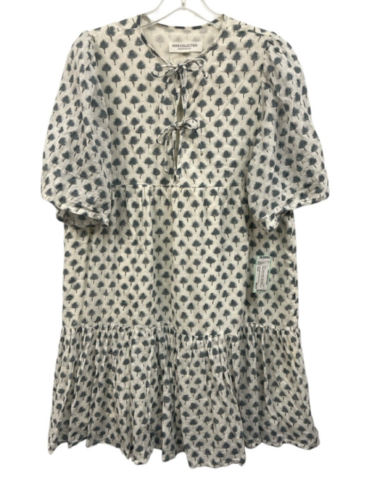 India Collection Emerson Fry Size XS/S Blue & White Cotton Short Sleeve Dress Blue & White / XS/S