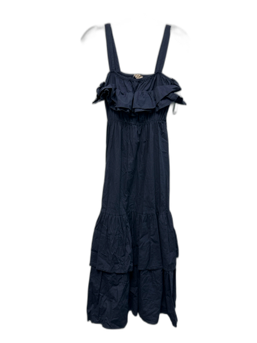 Sofia Size XS Dark Blue Cotton Sleeveless Ruffle Top Tiered Midi Dress Dark Blue / XS