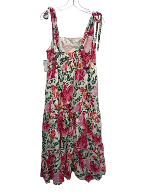 Jude Connally Size M Pink, Orange, Green Cotton Sleeveless Floral & Birds Dress Pink, Orange, Green / M