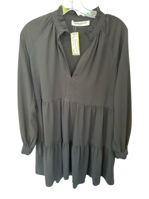 Amanda Uprichard Size S Black Polyester Long Balloon Sleeve Ruffle Collar Dress Black / S