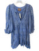 Clara The Label Size S Blue & White Cotton Long Balloon Sleeve Flowers Dress Blue & White / S