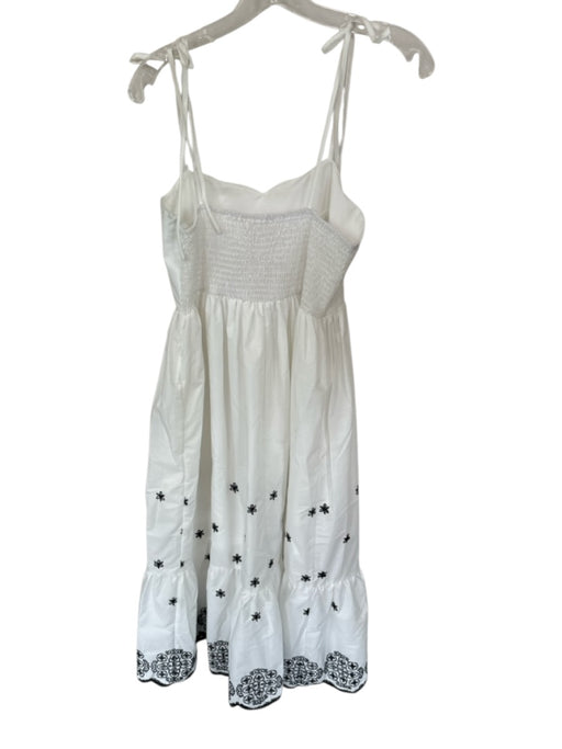 Entro Size M White & Black Cotton Tie Straps Eyelet Scalloped Hem Maxi Dress White & Black / M