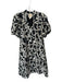 Emily McCarthy Size S Charcoal & White Cotton Blend Short Balloon Sleeve Dress Charcoal & White / S