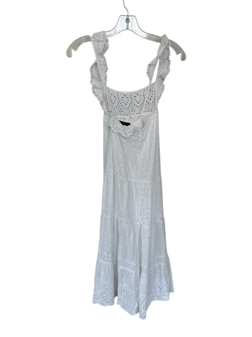 Current Air Size S White Cotton Flutter Sleeves Eyelet Maxi Dress White / S