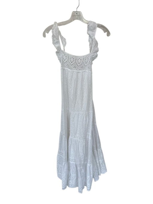 Current Air Size S White Cotton Flutter Sleeves Eyelet Maxi Dress White / S