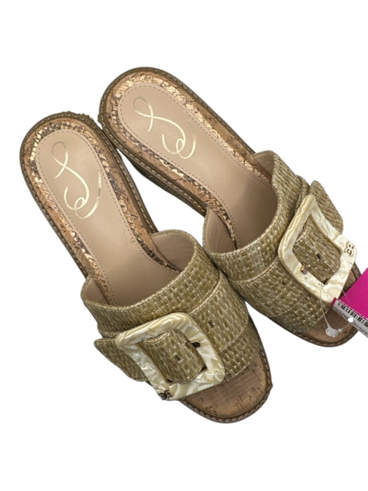 Sam Edelman Shoe Size 8.5 Tan Raffia Platform Wedge Buckle Sandals Tan / 8.5