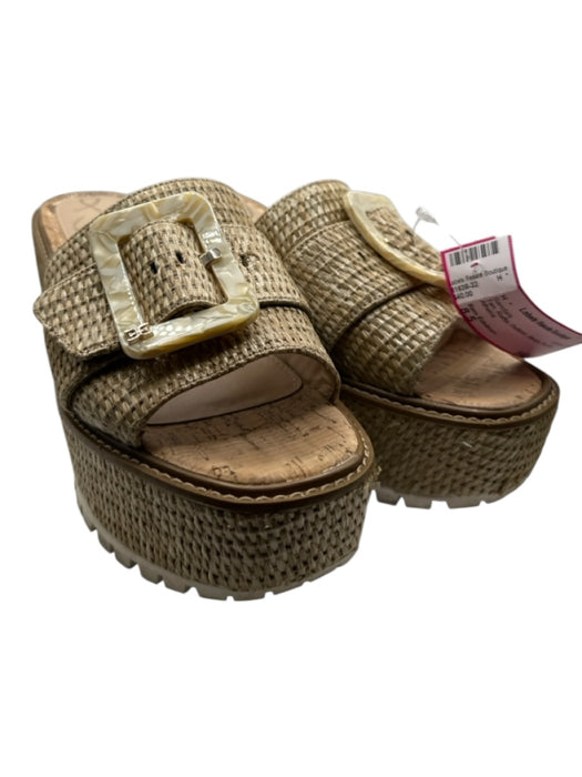 Sam Edelman Shoe Size 8.5 Tan Raffia Platform Wedge Buckle Sandals Tan / 8.5