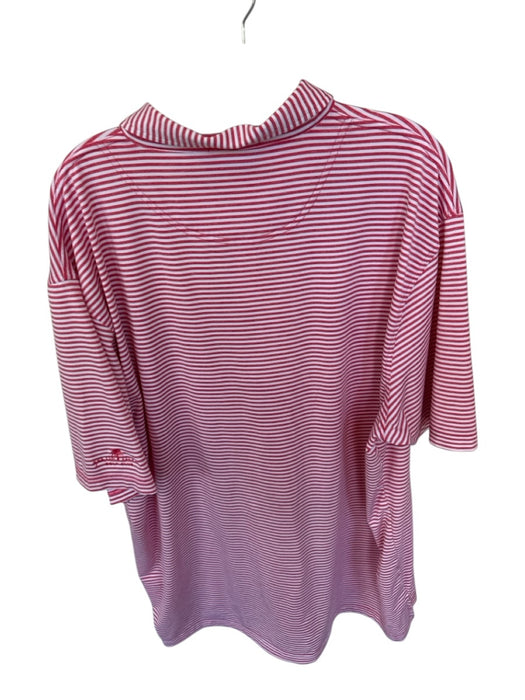 Size 2XL Salmon & White Polyester Blend Striped Golf Men's Polo Salmon & White / 2XL