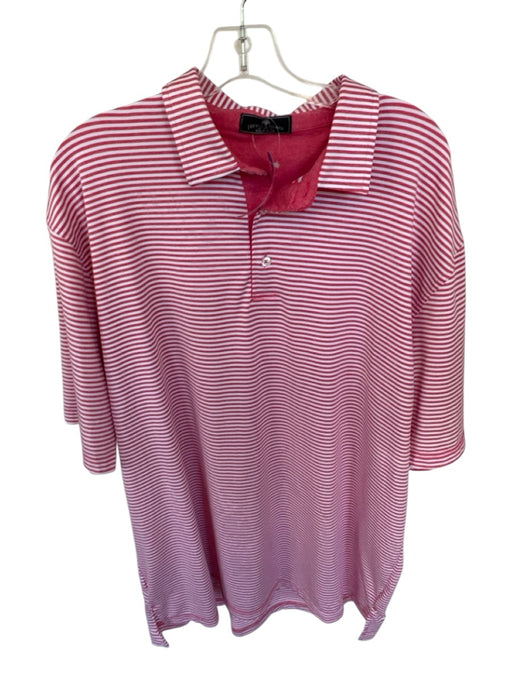 Size 2XL Salmon & White Polyester Blend Striped Golf Men's Polo Salmon & White / 2XL