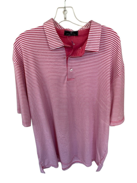 Size 2XL Salmon & White Polyester Blend Striped Golf Men's Polo Salmon & White / 2XL