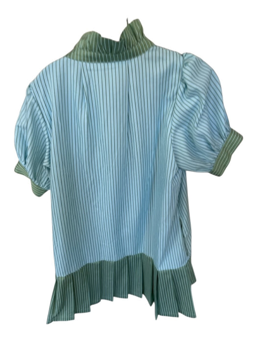 Jodifl Size S Blue & Green Polyester Blend Short Balloon Sleeve Striped Dress Blue & Green / S