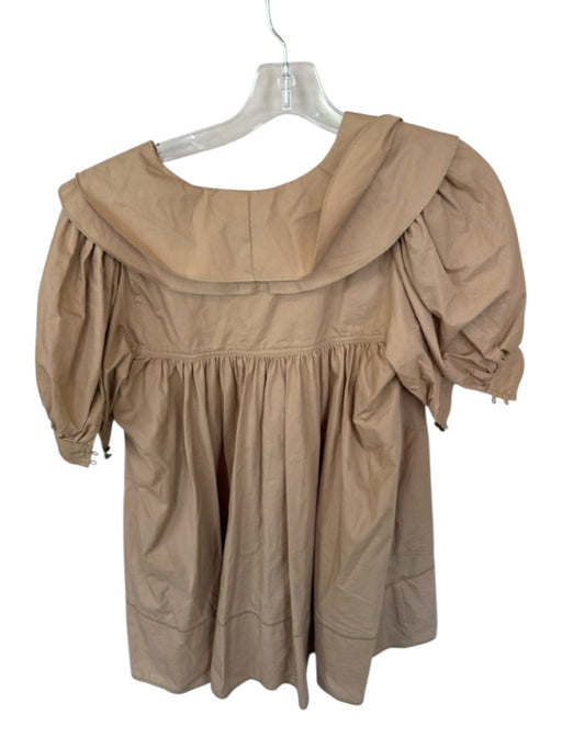 Pilcro Size XS Tan Cotton Short Balloon Sleeve neck tie Dress Tan / XS