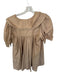 Pilcro Size XS Tan Cotton Short Balloon Sleeve neck tie Dress Tan / XS