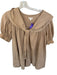 Pilcro Size XS Tan Cotton Short Balloon Sleeve neck tie Dress Tan / XS