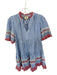 Tuckernuck Size S Blue & Red Cotton Short Sleeve Striped Fringe V Neck Dress Blue & Red / S
