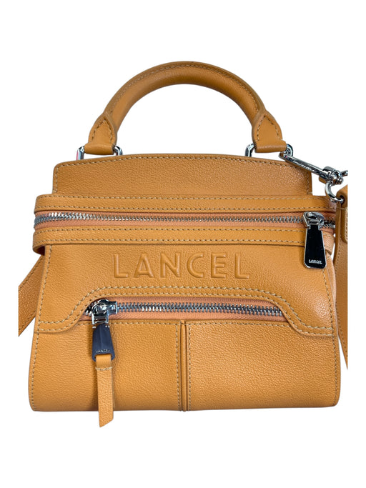 lancel Orange Leather Silver Hardware Shoulder & Crossbody Straps Top Handle Bag Orange / Small