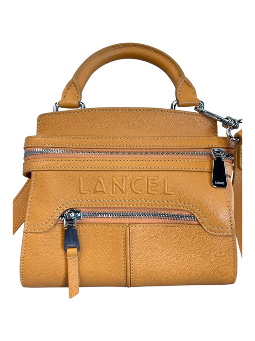lancel Orange Leather Silver Hardware Shoulder & Crossbody Straps Top Handle Bag Orange / Small