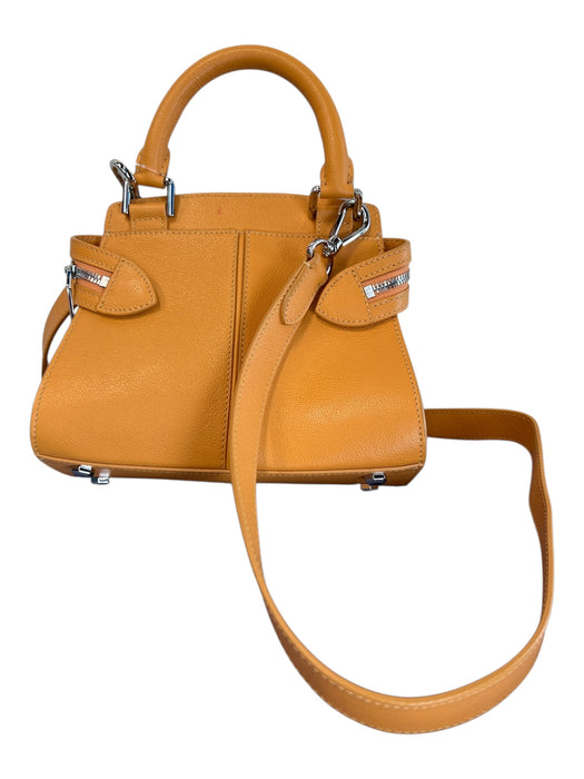 lancel Orange Leather Silver Hardware Shoulder & Crossbody Straps Top Handle Bag Orange / Small