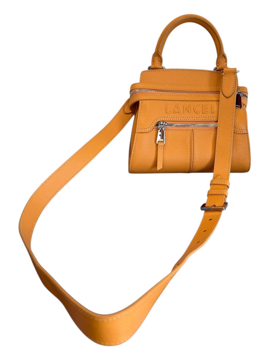 lancel Orange Leather Silver Hardware Shoulder & Crossbody Straps Top Handle Bag Orange / Small