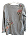 Johnny Was Size S Grey & Multi Cotton V Neck Long Sleeve Top Grey & Multi / S