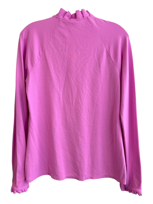 Lilly Pulitzer Luxletic Size M Pink Nylon & Spandex Ruffle Neck Long Sleeve Top Pink / M