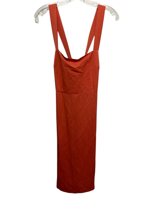 Theory Size 8 Coral Orange Sleeveless Criss Cross Back Square Neck Dress Coral Orange / 8