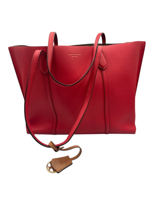 Tory Burch Orange Pebbled Leather Zip Close Shoulder Strap Bag Orange