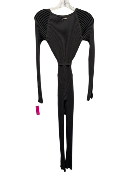 Maniere De Voir Size XS Gray & Black Viscose & Nylon Long Sleeve Ribbed Jumper Gray & Black / XS