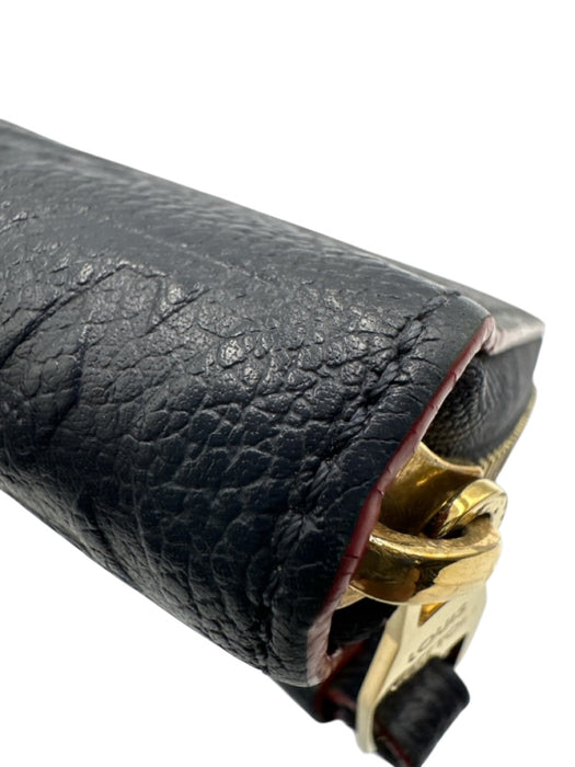 Louis Vuitton Navy Blue & Red Leather Zip Close embossed monogram Wallets Navy Blue & Red