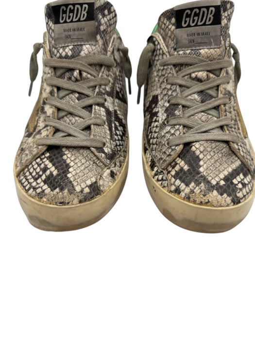 Golden Goose Shoe Size 38 Gray & White Leather Snake Embossed Lace Up Sneakers Gray & White / 38