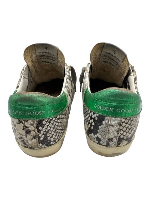 Golden Goose Shoe Size 38 Gray & White Leather Snake Embossed Lace Up Sneakers Gray & White / 38