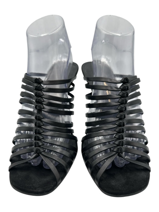 Salvatore Ferragamo Shoe Size 8.5 Black Leather Upper Knot Detail Caged Sandals Black / 8.5
