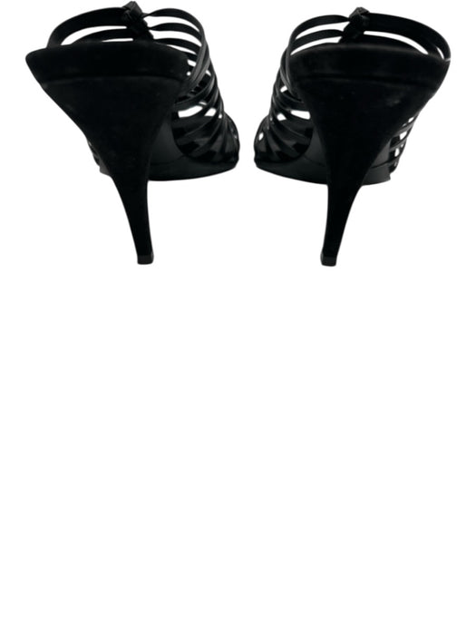 Salvatore Ferragamo Shoe Size 8.5 Black Leather Upper Knot Detail Caged Sandals Black / 8.5