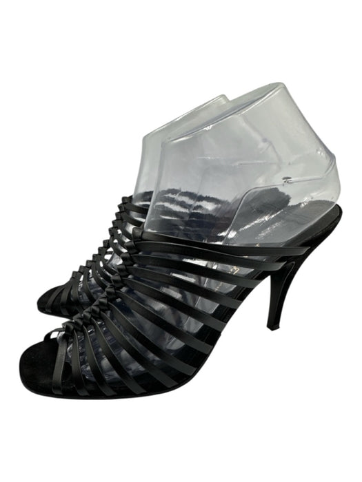 Salvatore Ferragamo Shoe Size 8.5 Black Leather Upper Knot Detail Caged Sandals Black / 8.5