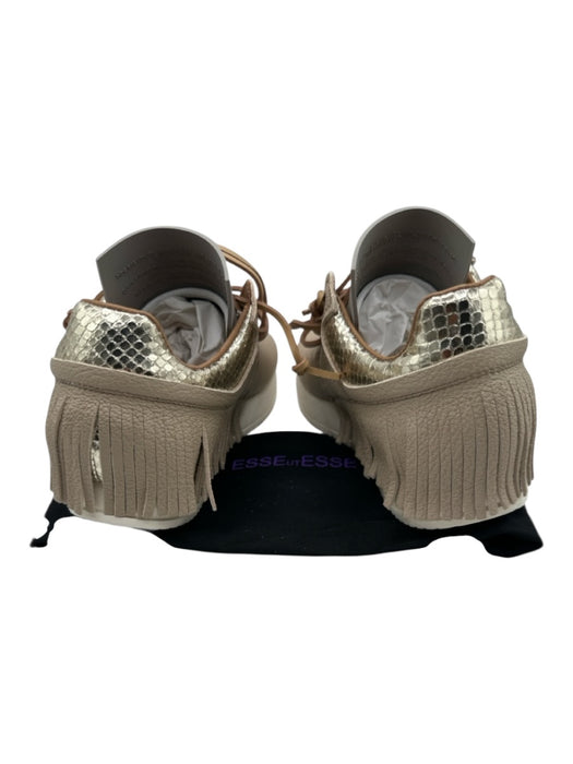 Esseutesse Shoe Size 6 Taupe & Gold Leather Low Top Fringe Snake Skin Sneakers Taupe & Gold / 6