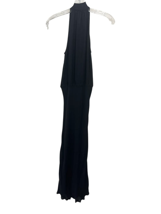 Nili Lotan Size 2 Black Silk Tie Neck Raw Hem Maxi Dress Black / 2