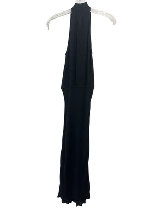 Nili Lotan Size 2 Black Silk Tie Neck Raw Hem Maxi Dress Black / 2