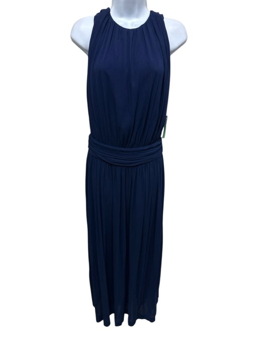 Chloe Size M Blue Viscose Gathered Open Back Tie Maxi Dress Blue / M