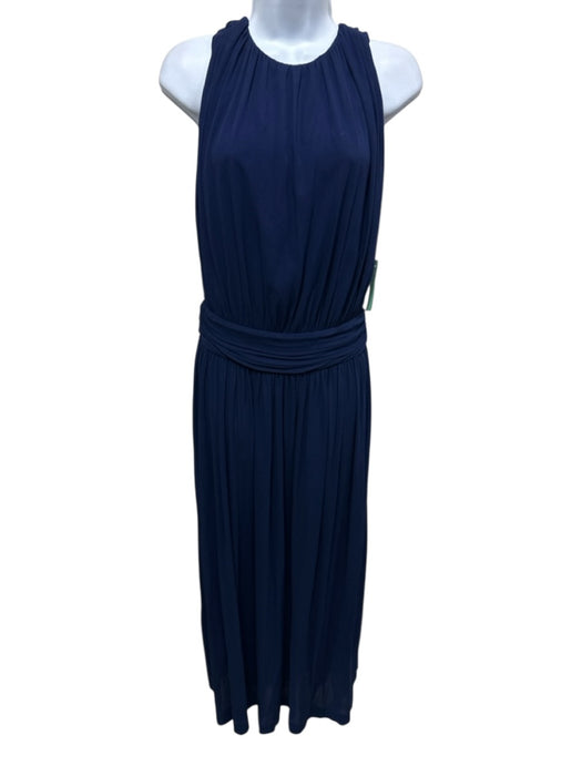 Chloe Size M Blue Viscose Gathered Open Back Tie Maxi Dress Blue / M