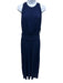 Chloe Size M Blue Viscose Gathered Open Back Tie Maxi Dress Blue / M
