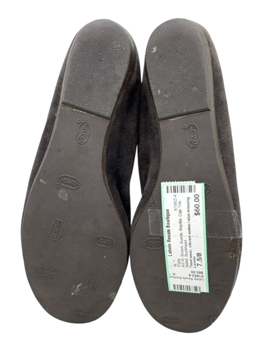 Lanvin Shoe Size 7.5/8 Brown Suede Reptile Cap Toe Ballet Flats Brown / 7.5/8