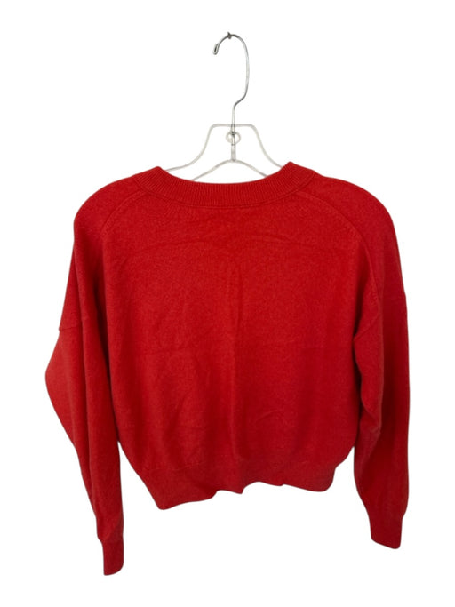 Madewell Size M Orange Cashmere Long Sleeve V Neck Cropped Sweater Orange / M